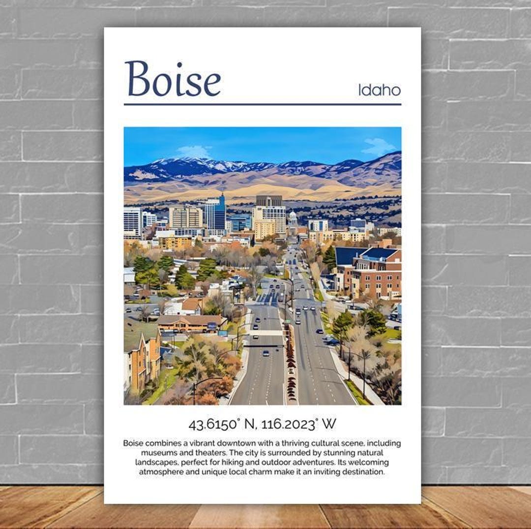 Boise Idaho Cityscape Canvas Print: Travel Wall Art - Etsy