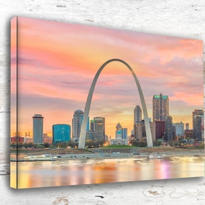 St Louis skyline print featuring The Gateway Arch, St Louis home decor, St Louis canvas print, St Louis Missouri wall decor, Giclee home art