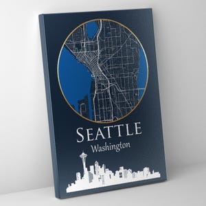 Seattle map Canvas Print -Seattle Wall Art, Seattle  City Map canvas,  Seattle Washington wall art canvas, Seattle cityscape canvas print