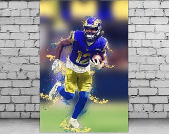 Puka Nacua Los Angeles Rams Wall Art Decor | Canvas Print for Football Fans, Giclee Watercolor Art,