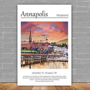 Annapolis Maryland Wall Art Canvas - Annapolis travel art print , Maryland Art Decor, Annapolis Capital City, Annapolis wall decor