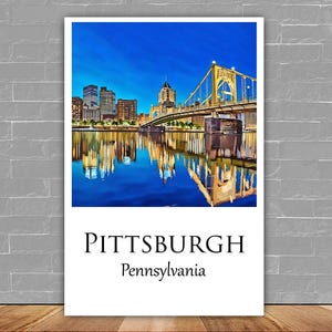 Pittsburgh Travel Art Canvas Print | Pittsburgh canvas wall art | Pittsburgh Skyline Canvas  Pittsburgh Cityscape canvas print
