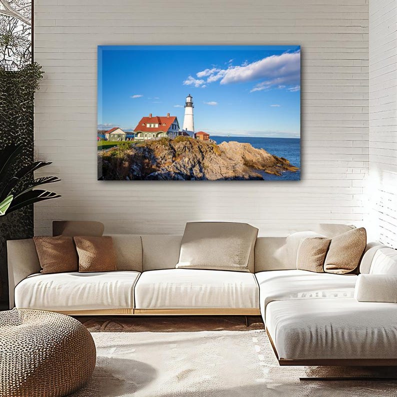Portland Watercolor Wall Art Maine Canvas Art & Travel Decor / Maine