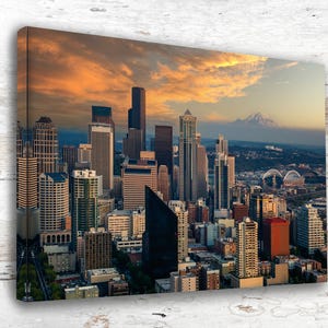 Seattle Wall Art - Seattle Watercolor Canvas Print, Travel Art Decor, Seattle Print for Home & Office, Urban Landscape Art