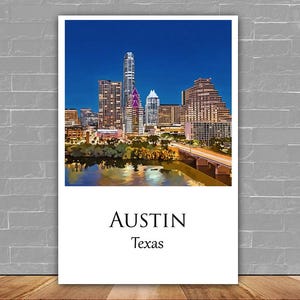 Watercolor Canvas Wall Art | Austin Texas Print | Unique Home Decor for Living Room & Office | Austin TX Artwork