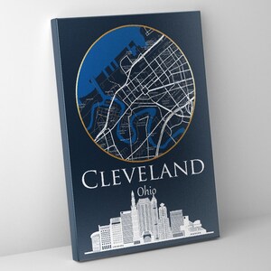 Cleveland  map Canvas Print -Cleveland print Cleveland  City Map canvas, Cleveland  home decor wall art   Cleveland  Ohio wall art canvas