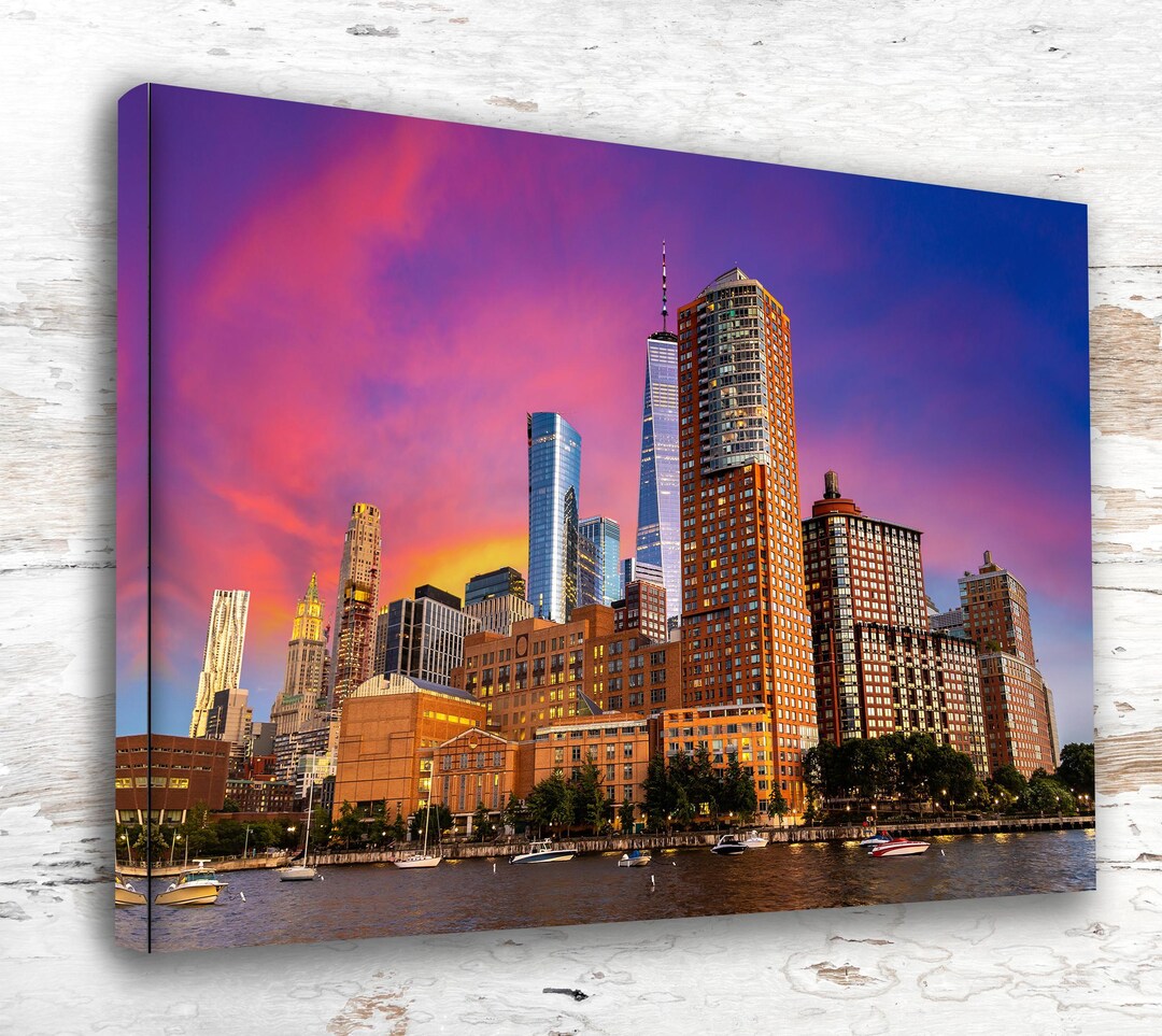 New York City Skyline Art Print | NYC Canvas or Fine Art Poster - Etsy