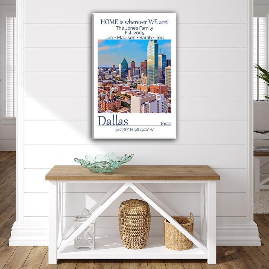 Custom Family Hometown Wall Art: Personalized City Canvas Decor - Etsy