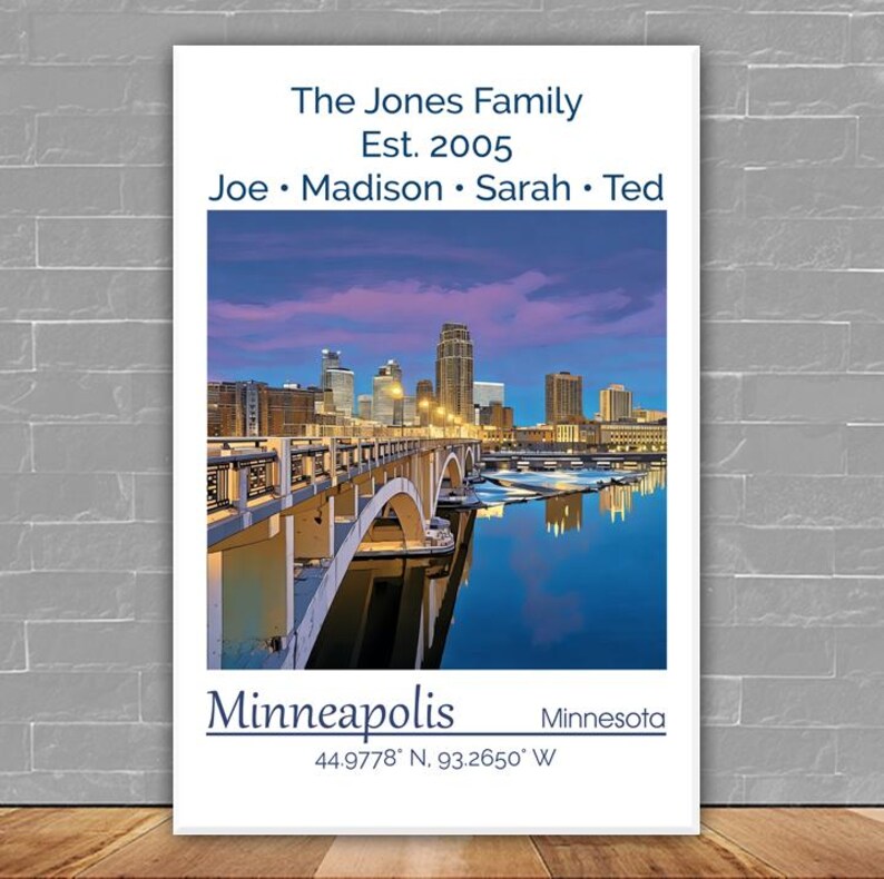 Custom Family Hometown Wall Art: Personalized City Canvas Decor - Etsy