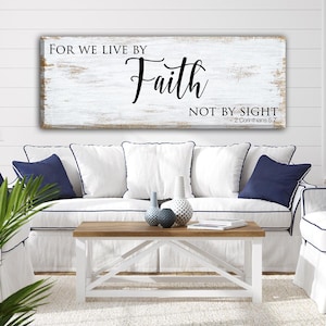 2 Corinthians 5:7 canvas, Bible sayings for family, Bible verses, Bible verse wall decor canvas, Inspirational Art, Faith Wall Art