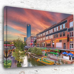 Oklahoma City Canvas Art Print | Watercolor Wall Art for Home Decor | Oklahoma City Travel Decor, Modern Art