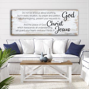 Philippians 4:6-7 Scripture, Bible sayings for family, Bible verses, Bible verse wall decor canvas, Inspirational Art, Faith Wall Art