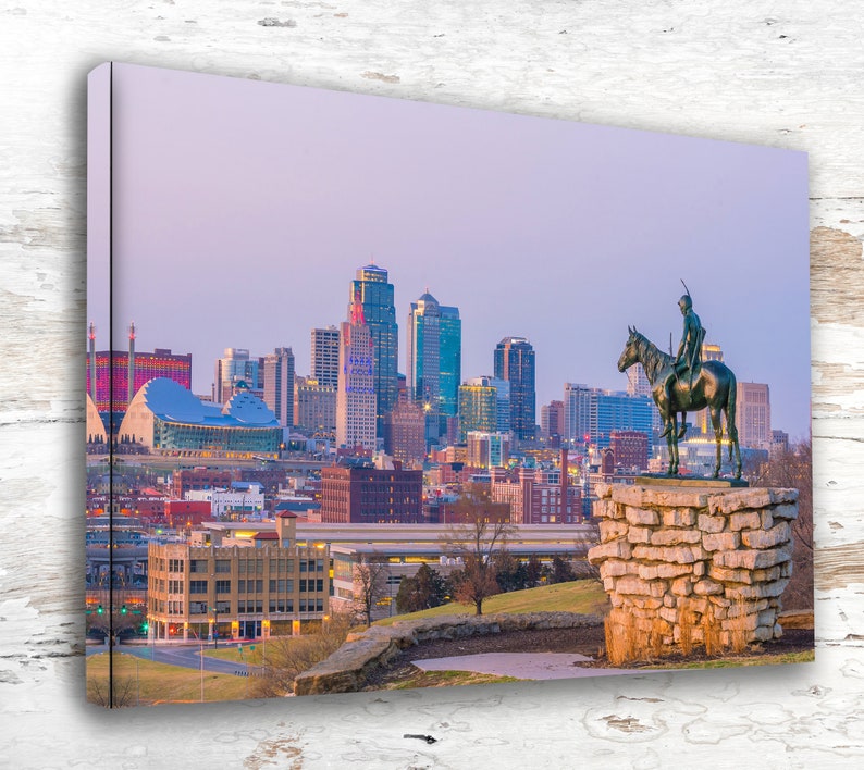 Kansas City Bright Skyline Canvas Beautiful Wall Art for Your Home