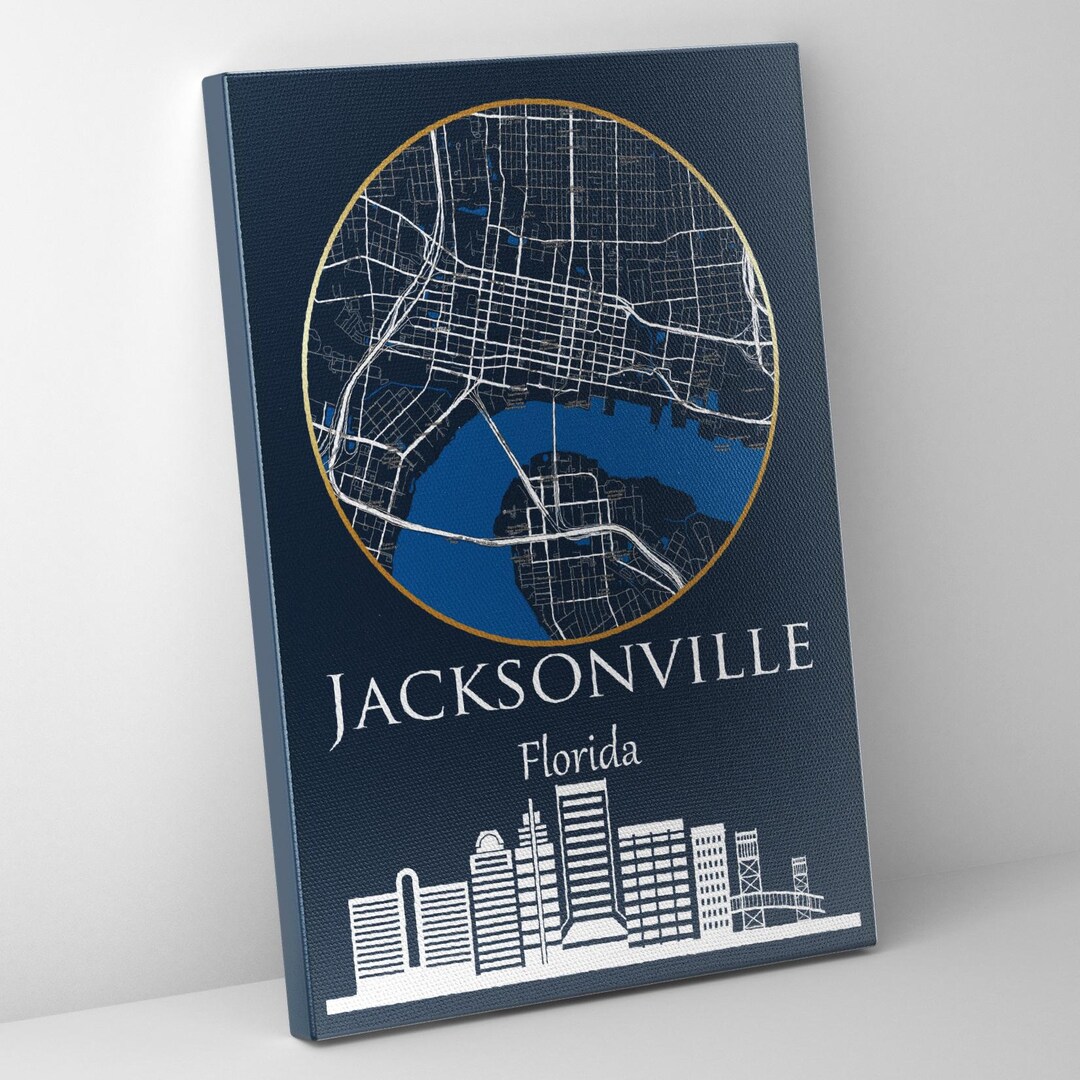 Jacksonville Map Canvas Print -jacksonville Wall Art, Jacksonville City ...
