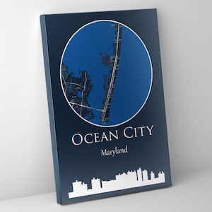 Ocean City Maryland map Canvas Print -Ocean City  Wall Art, -Ocean City City Map canvas, -Ocean City   map print, -Annapolis poster