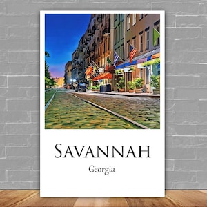 Savannah Georgia canvas watercolor, Savannah GA Wall Art, Savannah Georgia Print, Canvas wall art, Savannah Georgia Watercolor wall art