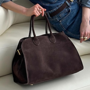 Große Wildleder-Einkaufstasche, echte Wildleder-Taschen mit Top Griff, slouchy Style Handtaschen