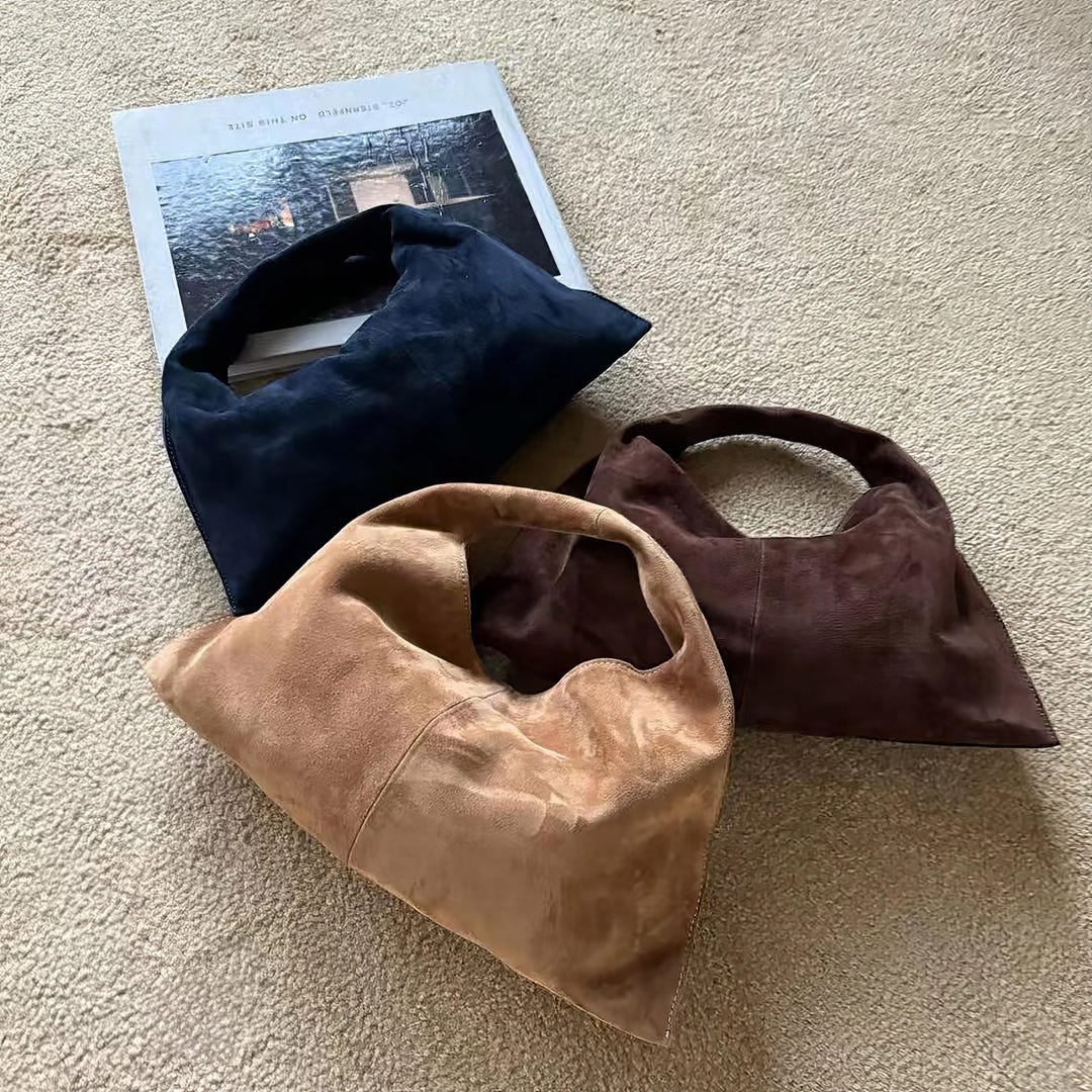 Suede Tote Bag, Minimal Design Suede Handbags, Small Leather Tote Bag ...