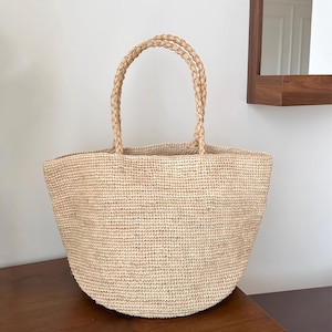 Raffia Henkeltasche, große Raffia gewebte Tasche, Damen Sommer Schultertasche, Stroh Tragetasche