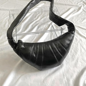 Sac à croissants classique, sac à bandoulière en cuir d'agneau, sac à main à croissants