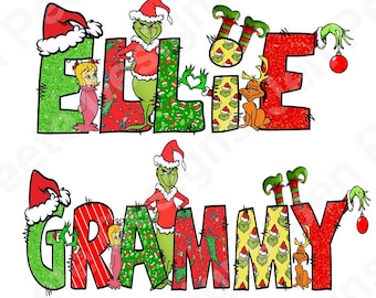¡Camisetas navideñas con nombres personalizados de Grinch listas para imprimir!