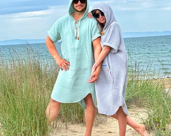 Poncho de plage pour femme avec capuche et poche | Serviette de bain pour le surf ou les loisirs