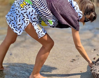 Damen-Strandponcho mit Kapuze und Tasche | Badeanzug-Wickeltuch zum Surfen oder in der Freizeit
