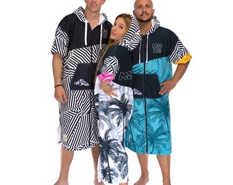 Damen-Strandponcho mit Kapuze und Tasche | Badeanzug-Wickeltuch zum Surfen oder in der Freizeit