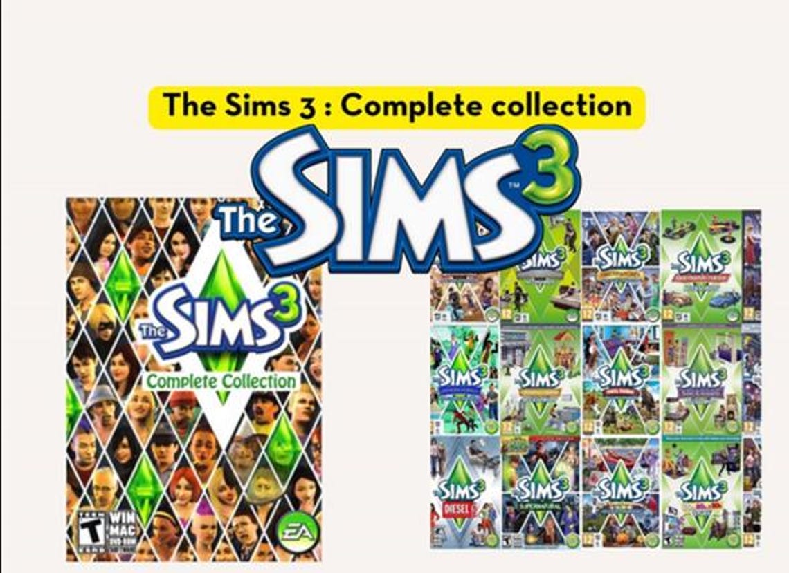 The Sims 3 Complete Collection Complete Expansion Pack Digital Download PC Read Description Etsy