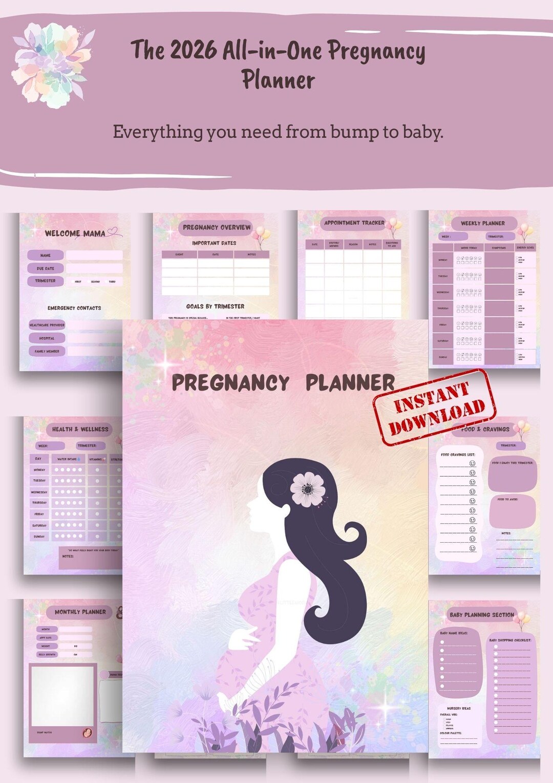 Pregnancy Planner Printable | Pregnancy Journal, Trimester Tracker ...