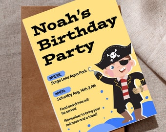 Pirate personalized digital birthday invitation