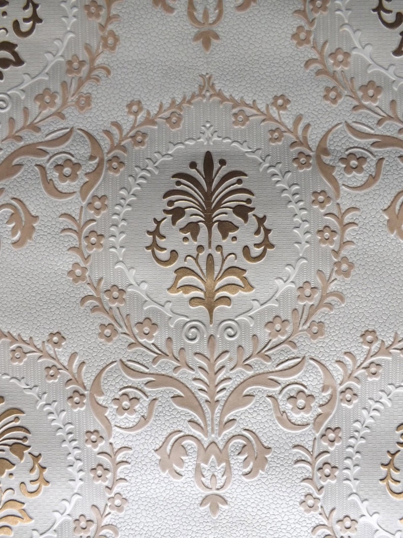 Vintage embossed gold wallpaper wedding decoupage 1 meter Etsy