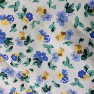 Vintage Laura Ashley Polyanthus fabric blue and yellow flowers FQ and Meter lengths 100% cotton