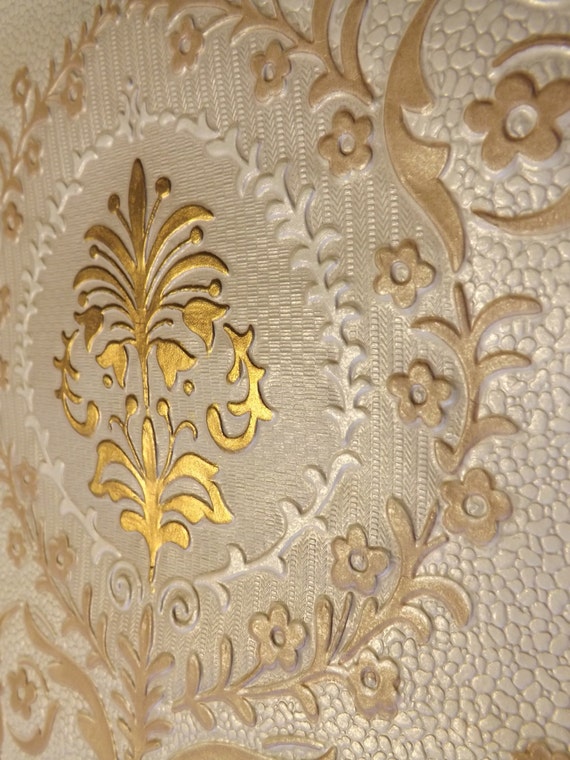 Vintage embossed gold wallpaper wedding decoupage 1 meter Etsy