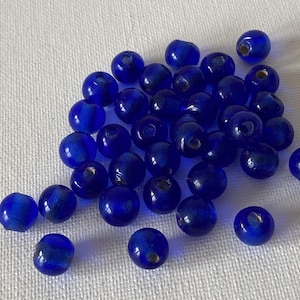 Vintage Cobalt Blue Peking Glass Beads: Rare Handmade Chinese Beads
