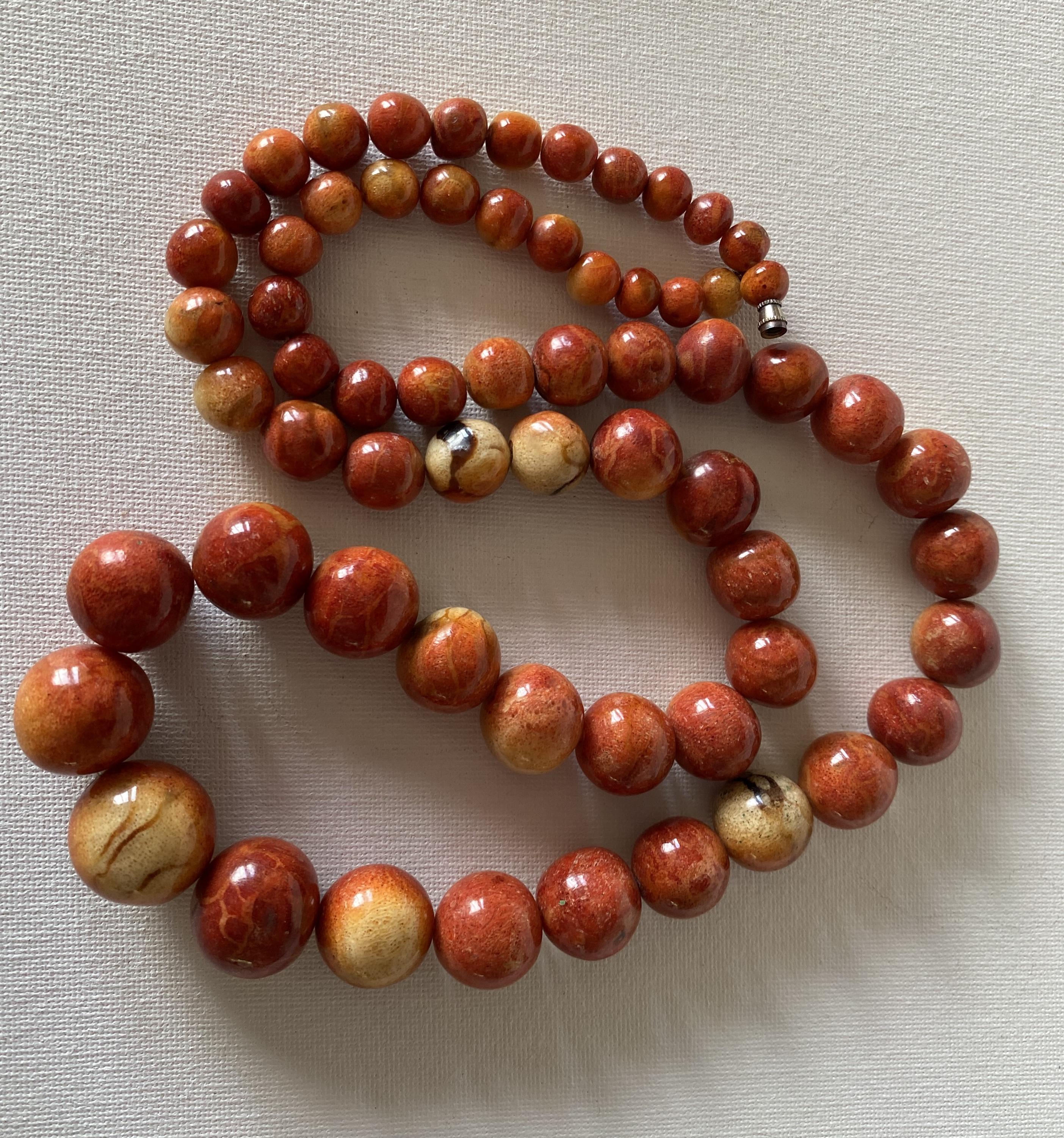 Bead Necklaces Apple Coral Necklace Apple Sponge Coral Graduated