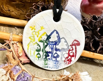 Magic Mushroom Necklace in Rainbow