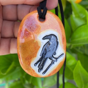 Black Bird Ceramic Necklace in Earth-tones image 2