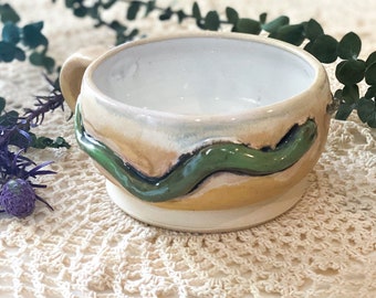 Stoneware Snake Cappuccino Mug Wheel Thrown Handmade 12 oz
