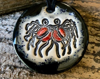 Flying Spaghetti Monster Ceramic Necklace in Black and Gray