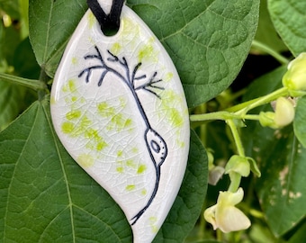 Neuron in Leaf Ceramic Necklace