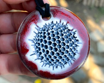 Radiolaria Ceramic Necklace In Red