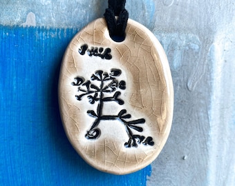 Darwin Tree Ceramic Necklace in Mocha Crackle