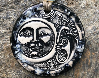 Adjustable Ceramic Moon Hemp Necklace