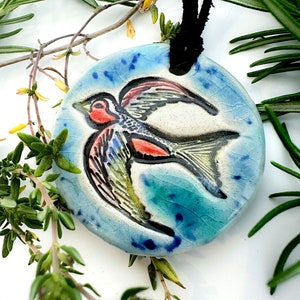 Swallow Ceramic Necklace in Blue image 1