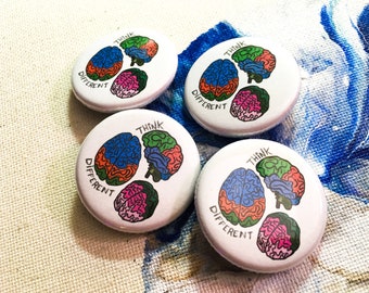 Think Different Brains Pin Back Button