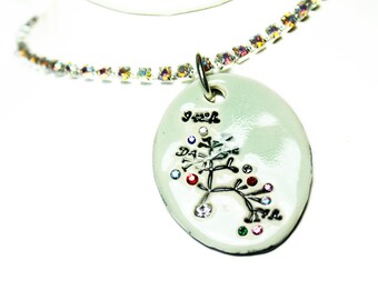 Darwin Tree Sparkle Surly Necklace with Swarovski Crystals