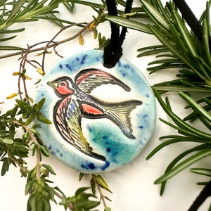 Swallow Ceramic Necklace in Blue image 4