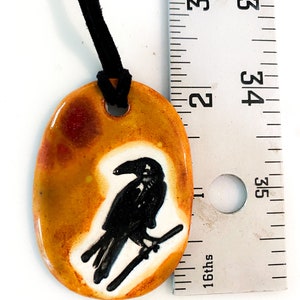 Black Bird Ceramic Necklace in Earth-tones image 8