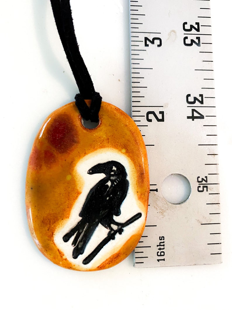 Black Bird Ceramic Necklace in Earth-tones image 8